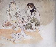Eugene Delacroix Two Arab women seated Sweden oil painting artist